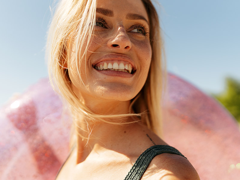 close up of woman smiling